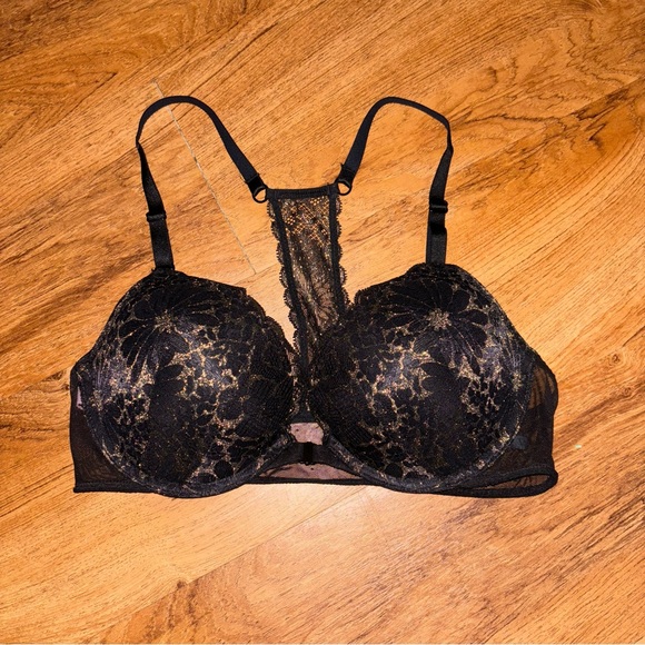 VS Women’s Push-up Bra 36c Black&Gold - Picture 1 of 3